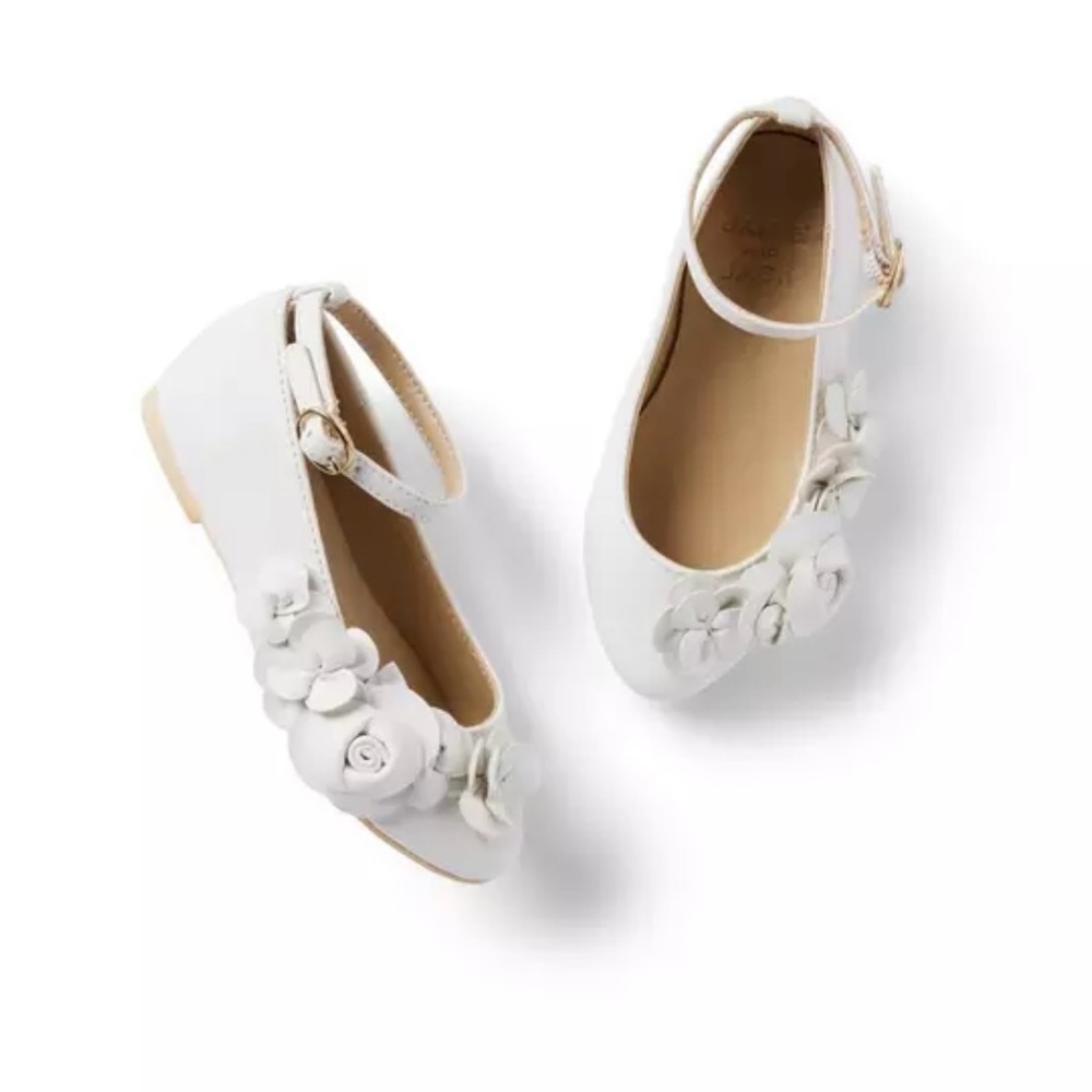 Janie & Jack White Flower Flats, Size 8